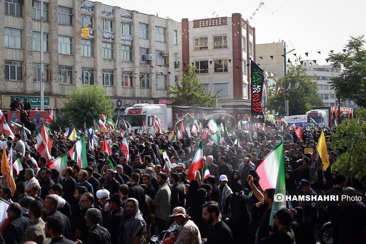 مراسم تشییع پیکر شهدای حمله تروریستی رژیم صهیونیستی در تهران