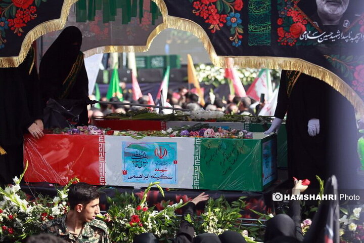 مراسم تشییع پیکر شهدای حمله تروریستی رژیم صهیونیستی در تهران