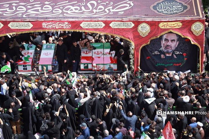 مراسم تشییع پیکر شهدای حمله تروریستی رژیم صهیونیستی در تهران