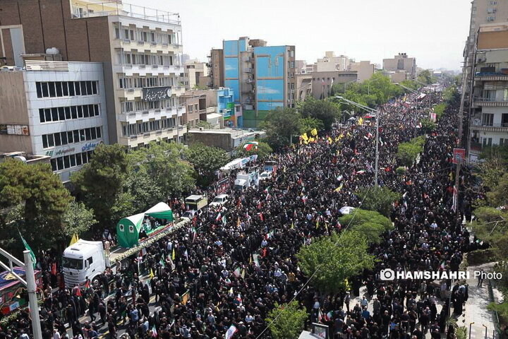 مراسم تشییع پیکر شهدای حمله تروریستی رژیم صهیونیستی در تهران