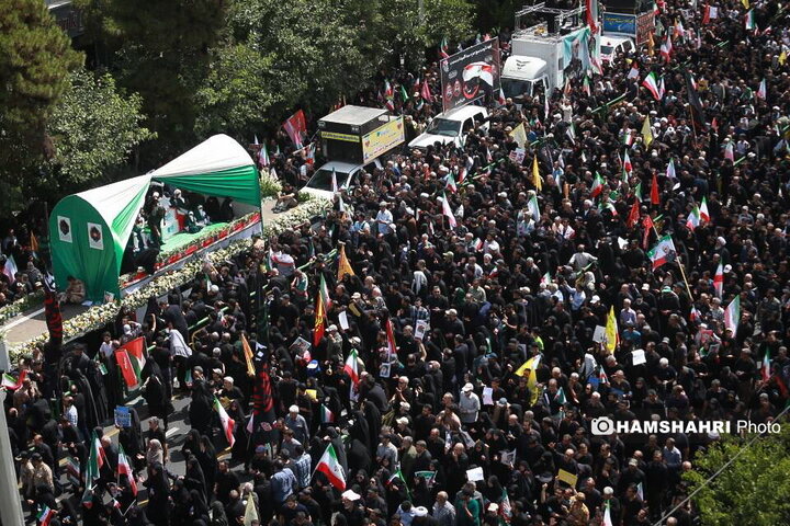 مراسم تشییع پیکر شهدای حمله تروریستی رژیم صهیونیستی در تهران