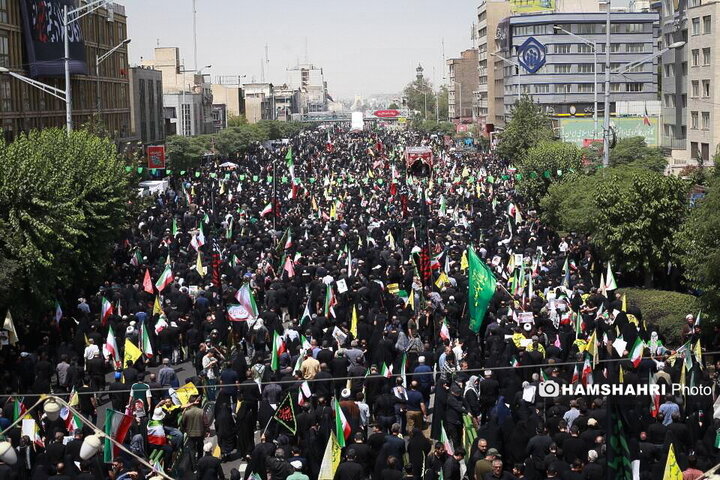 مراسم تشییع پیکر شهدای حمله تروریستی رژیم صهیونیستی در تهران