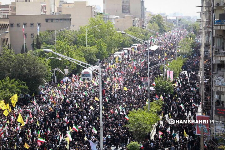 مراسم تشییع پیکر شهدای حمله تروریستی رژیم صهیونیستی در تهران