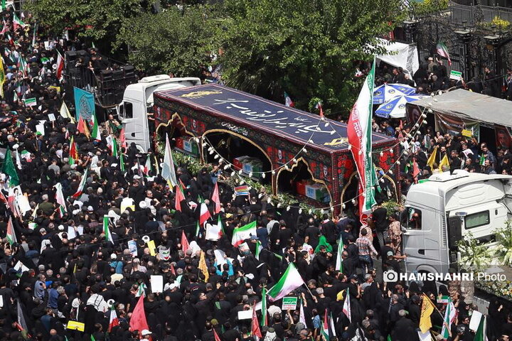 مراسم تشییع پیکر شهدای حمله تروریستی رژیم صهیونیستی در تهران