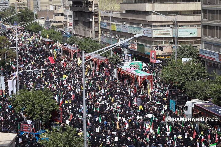 مراسم تشییع پیکر شهدای حمله تروریستی رژیم صهیونیستی در تهران