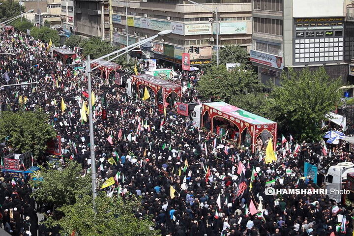 مراسم تشییع پیکر شهدای حمله تروریستی رژیم صهیونیستی در تهران