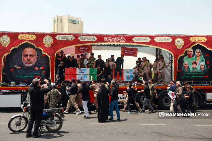 مراسم تشییع پیکر شهدای حمله تروریستی رژیم صهیونیستی در تهران