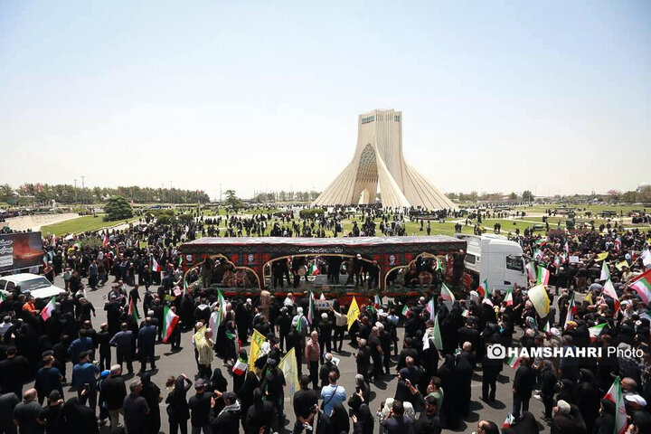 مراسم تشییع پیکر شهدای حمله تروریستی رژیم صهیونیستی در تهران