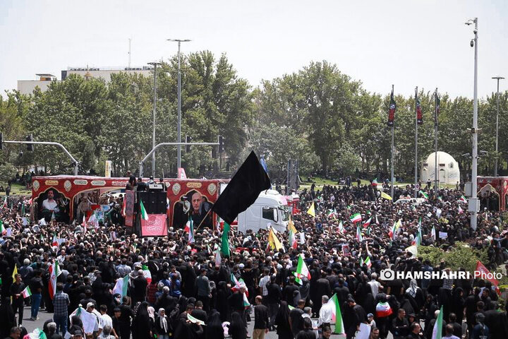 مراسم تشییع پیکر شهدای حمله تروریستی رژیم صهیونیستی در تهران