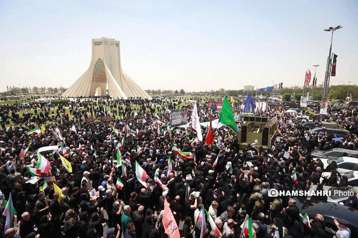 مراسم تشییع پیکر شهدای حمله تروریستی رژیم صهیونیستی در تهران