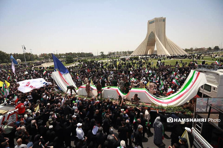 مراسم تشییع پیکر شهدای حمله تروریستی رژیم صهیونیستی در تهران