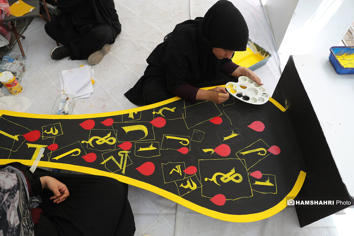 اجرای طرح ورنگ به روی طیغه های علامت عزاداری