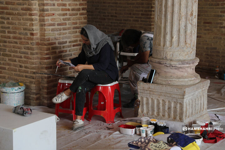 اجرای طرح ورنگ به روی طیغه های علامت عزاداری