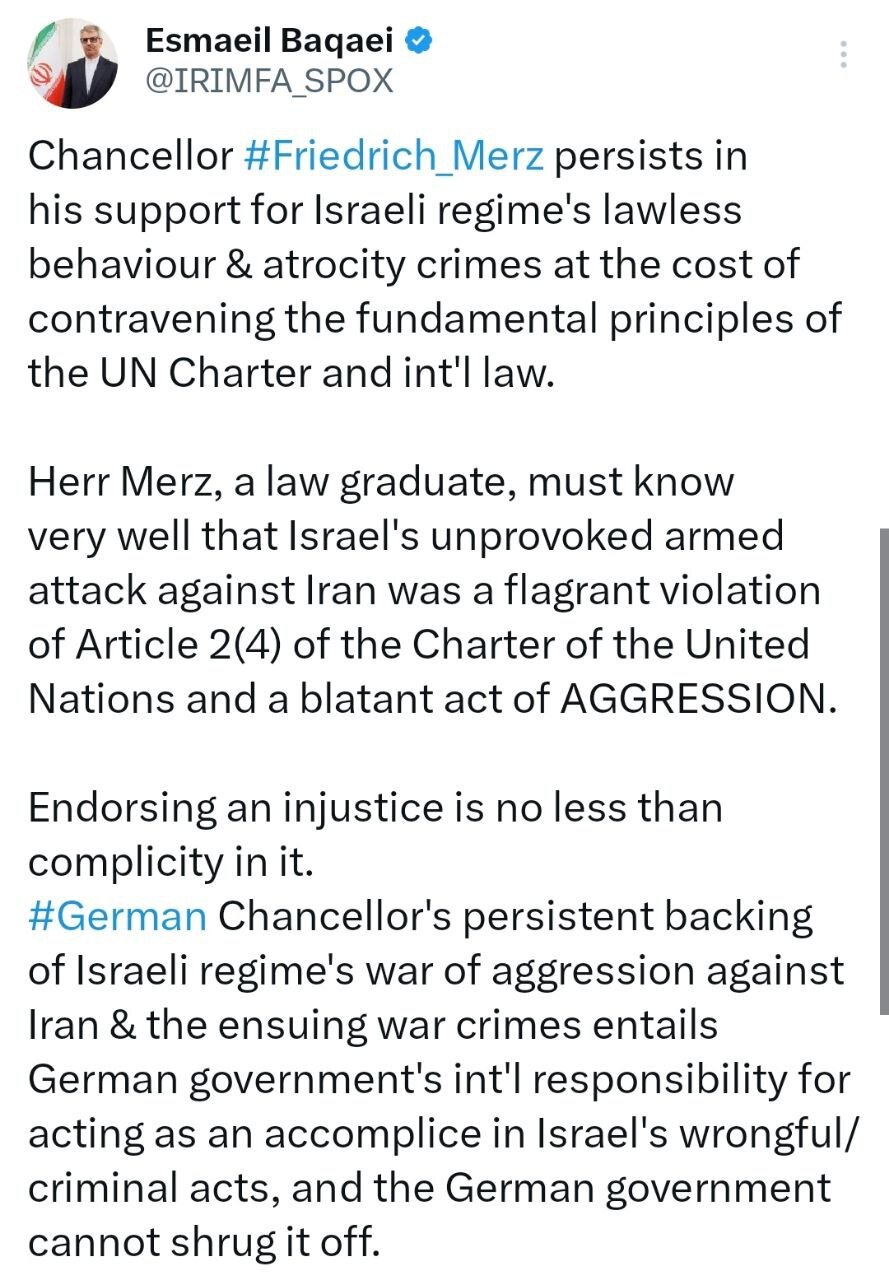 بقایی صدراعظم آلمان را به باد انتقاد گرفت