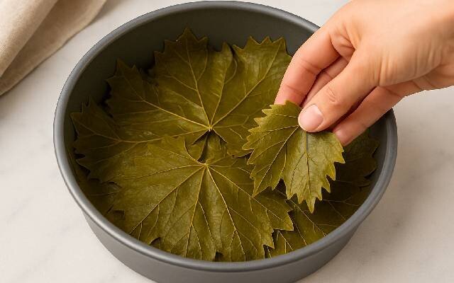 کیک دلمه برگ مو؛ غذای شیک و خوشمزه بدون پیچیدن برگ دلمه