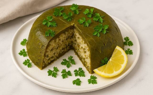 کیک دلمه برگ مو؛ غذای شیک و خوشمزه بدون پیچیدن برگ دلمه