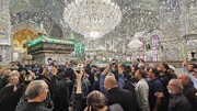 مراسم وداع با سردار شهید غلامحسین غیب‌پرور در حرم حضرت شاهچراغ(ع) + ویدئو | تصاویر اقامه نماز بر پیکر شهید