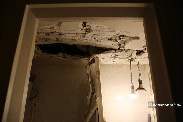 منازل مسکونی خسارت دیده در جنگ تحمیلی ۱۲ روزه اطراف اوین