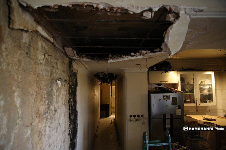 منازل مسکونی خسارت دیده در جنگ تحمیلی ۱۲ روزه اطراف اوین