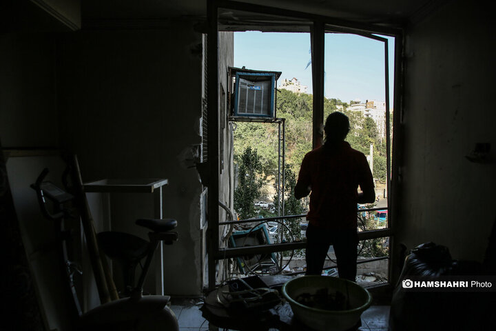 منازل مسکونی خسارت دیده در جنگ تحمیلی ۱۲ روزه اطراف اوین