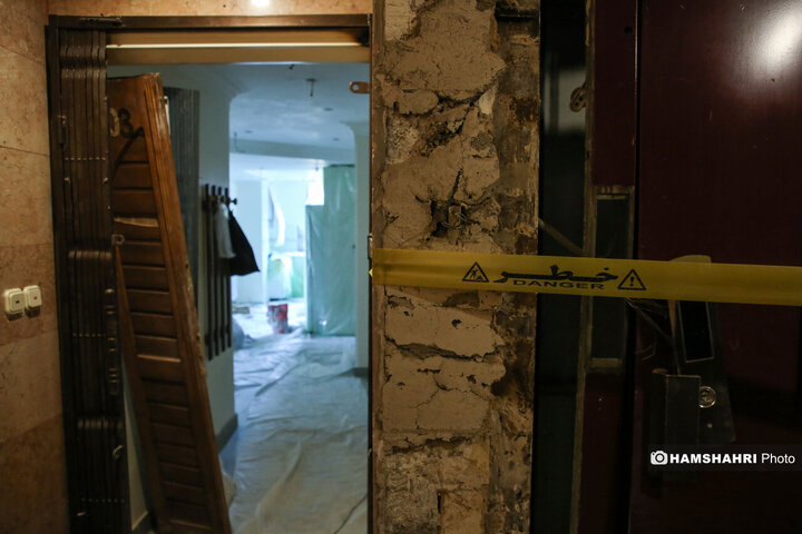 منازل مسکونی خسارت دیده در جنگ تحمیلی ۱۲ روزه اطراف اوین