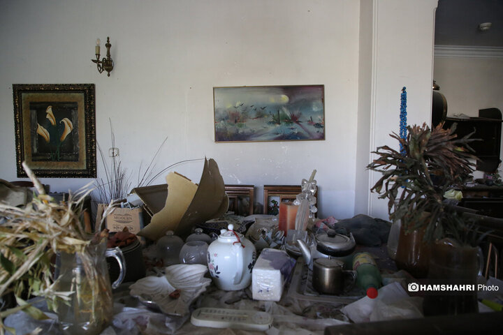 منازل مسکونی خسارت دیده در جنگ تحمیلی ۱۲ روزه اطراف اوین