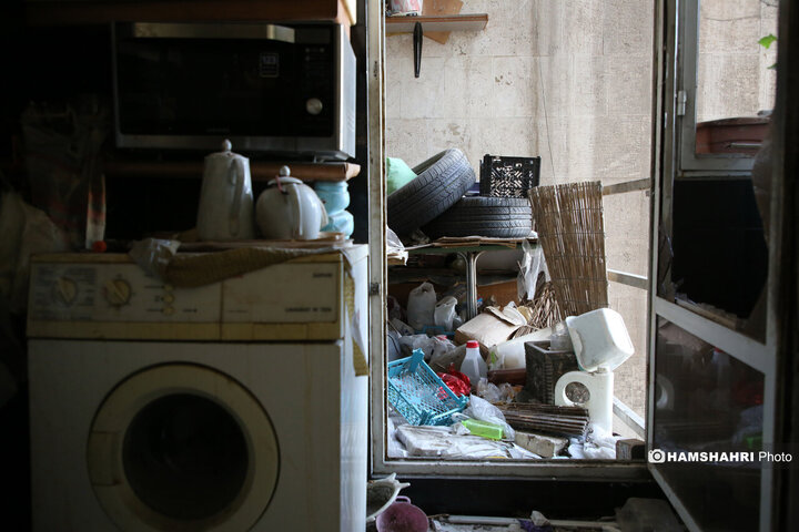 منازل مسکونی خسارت دیده در جنگ تحمیلی ۱۲ روزه اطراف اوین