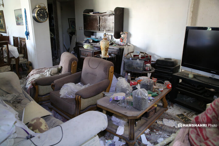 منازل مسکونی خسارت دیده در جنگ تحمیلی ۱۲ روزه اطراف اوین