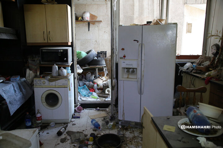 منازل مسکونی خسارت دیده در جنگ تحمیلی ۱۲ روزه اطراف اوین