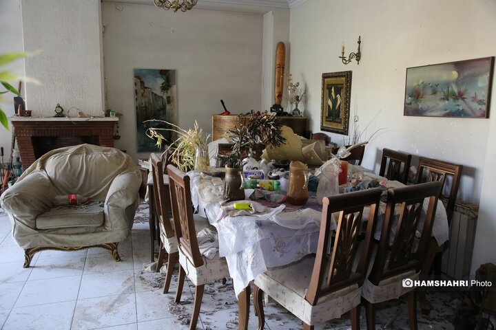 منازل مسکونی خسارت دیده در جنگ تحمیلی ۱۲ روزه اطراف اوین