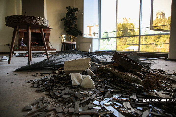 منازل مسکونی خسارت دیده در جنگ تحمیلی ۱۲ روزه اطراف اوین