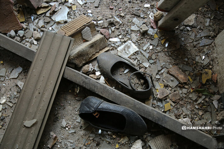 منازل مسکونی خسارت دیده در جنگ تحمیلی ۱۲ روزه اطراف اوین