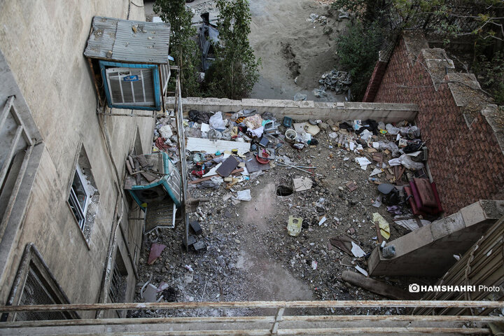 منازل مسکونی خسارت دیده در جنگ تحمیلی ۱۲ روزه اطراف اوین