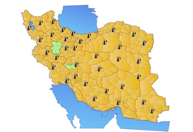 هشدار سطح نارنجی هواشناسی و تشدید بیهنجاری گرما در ۳۱ استان