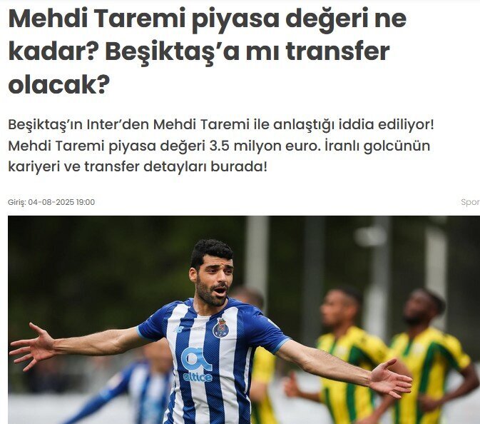 رقم انتقال مهدی طارمی به تیم فوتبال بشیکتاش فاش شد + عکس