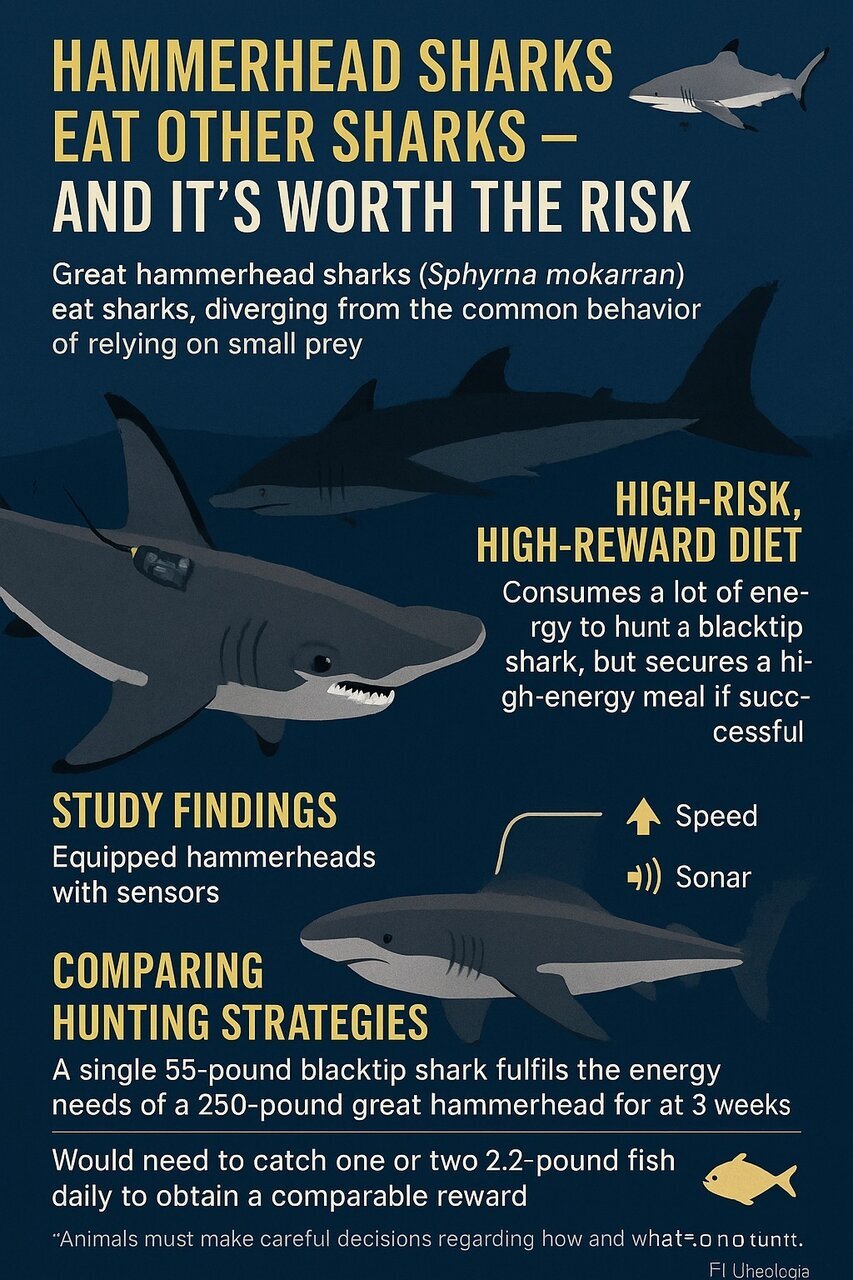 تاکتیک عجیب و راز شکارهای مرگبار؛ کوسههای سرچکشی همدیگر را میبلعند!