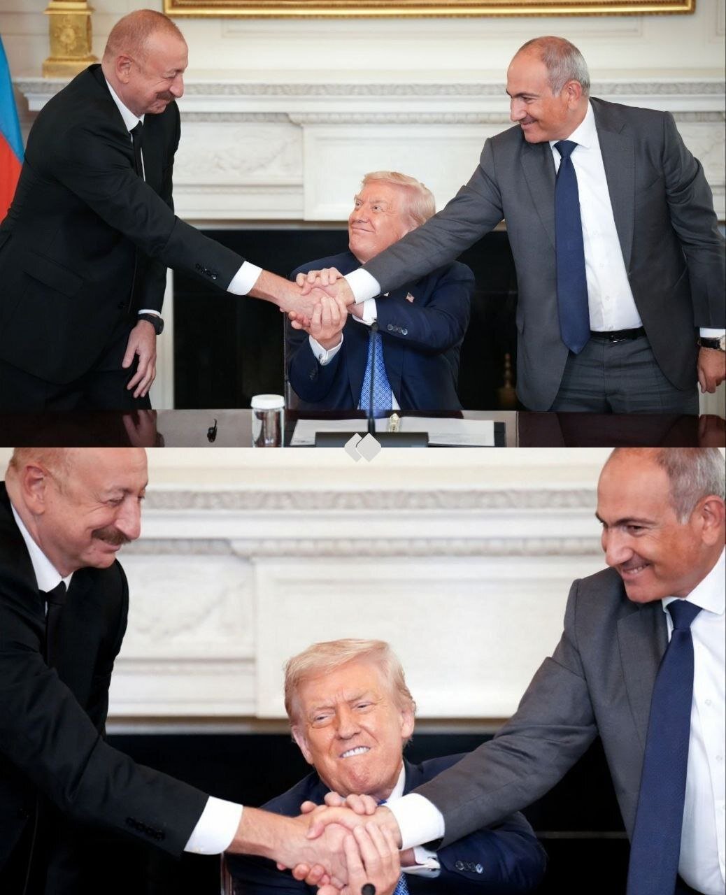 تصاویر ویژهای از دست دادن علیاف و پاشینیان در حضور ترامپ