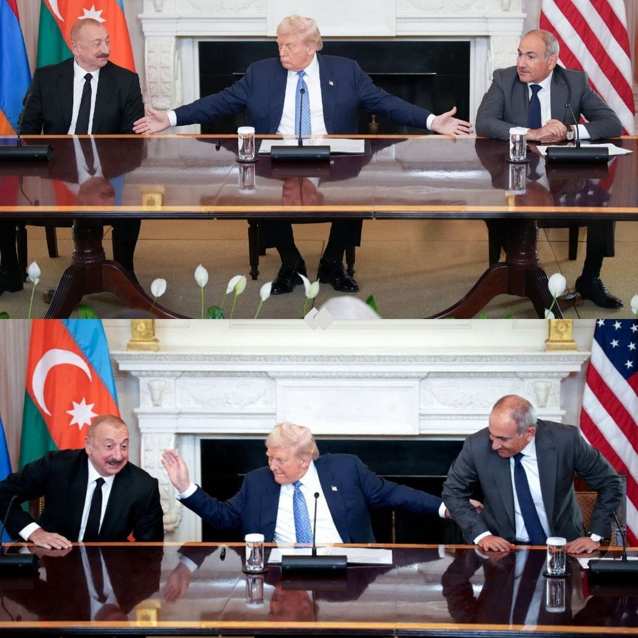 تصاویر ویژهای از دست دادن علیاف و پاشینیان در حضور ترامپ