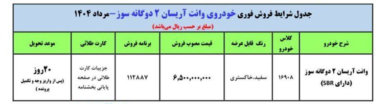 جزئیات فروش فوری یک محصول ایران خودرو
