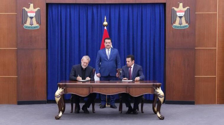 امضای تفاهمنامه امنیتی بین ایران و عراق توسط لاریجانی و الاعرجی | تصاویر