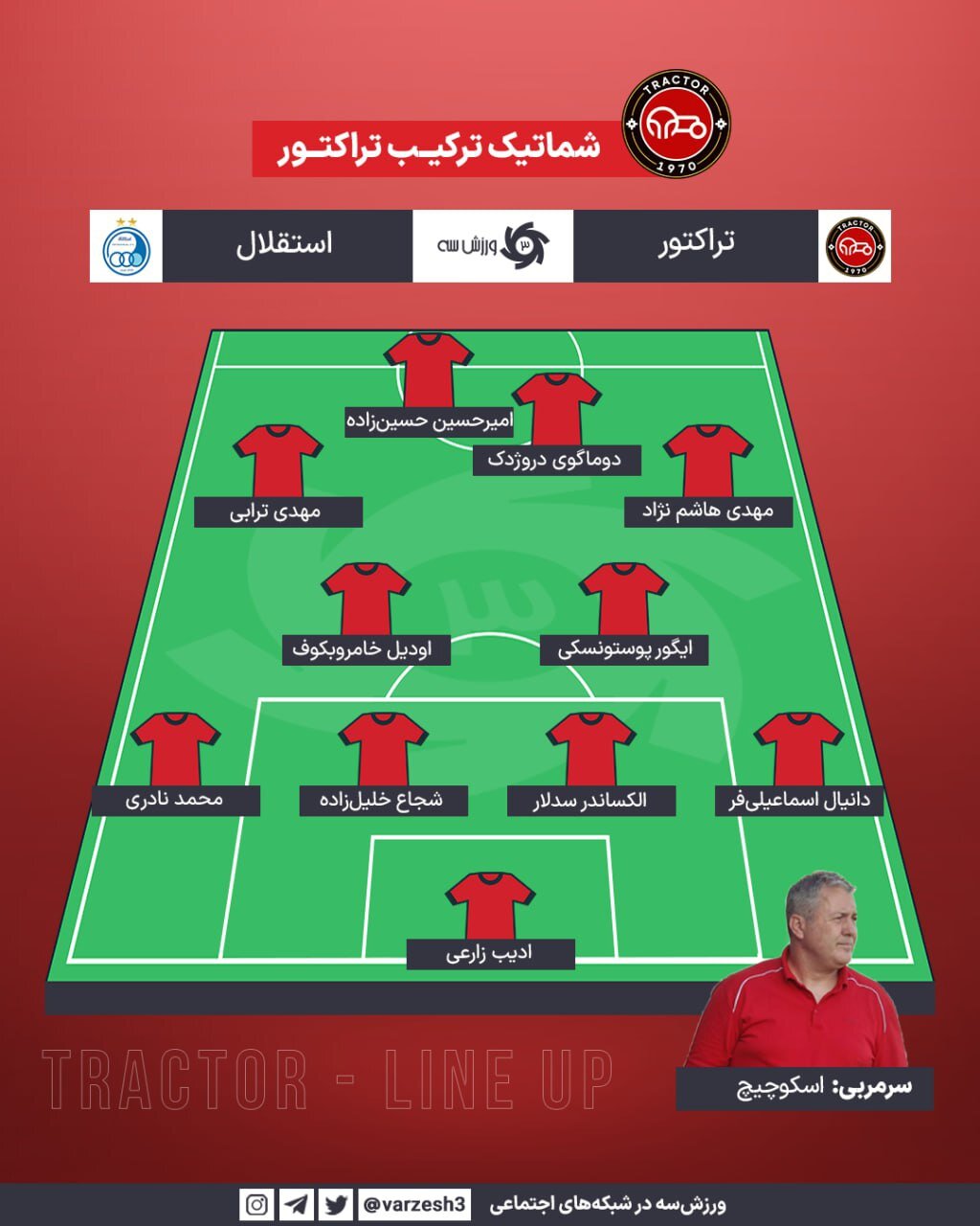 ترکیب استقلال و تراکتور در سوپرجام مشخص شد