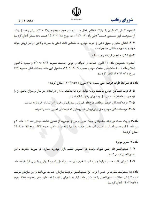 شورای رقابت از قیمت گذاری خودرو حذف شد؛ قیمتها چگونه تعیین می شود؟ | دستورالعمل جدید تنظیم بازار خودروی سواری