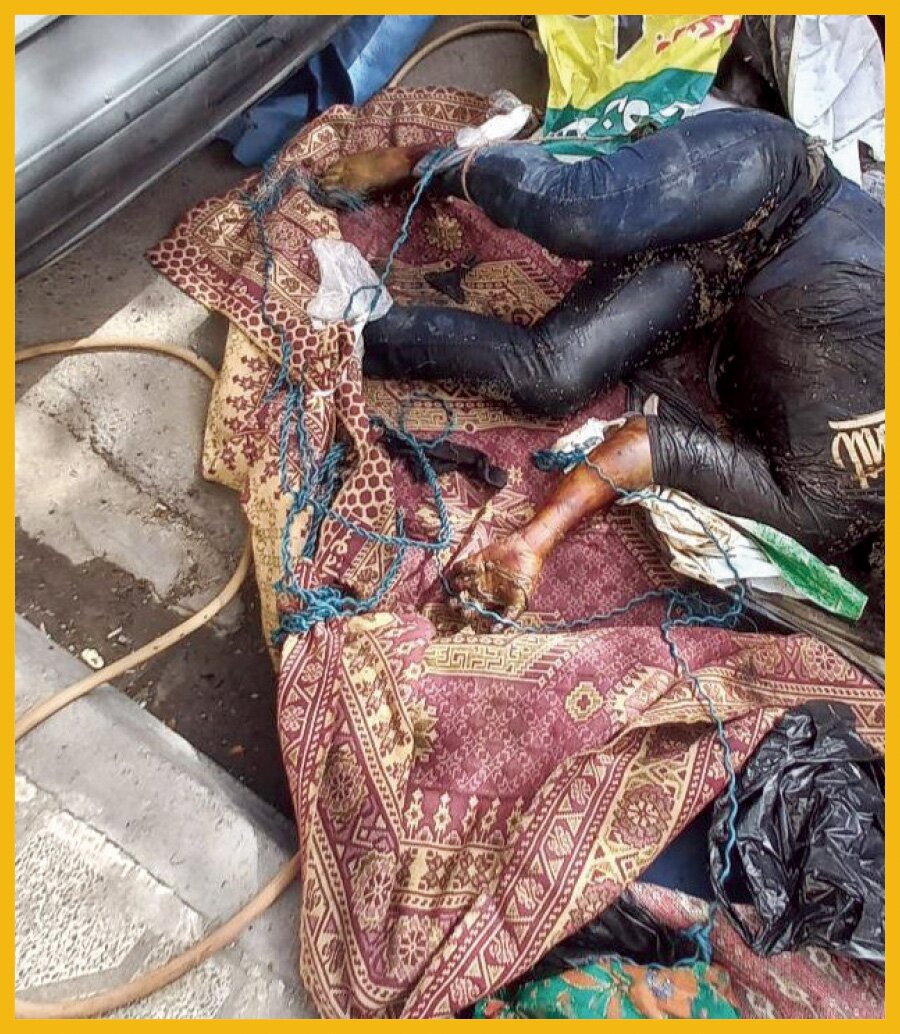 کشف جسد مردی پیچیده در فرش | عکس ۱۸+