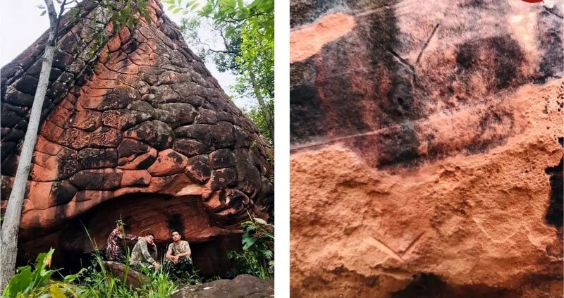 یک غار مخفی در جنگل با حکاکیهای باستانی کشف شد | عکس