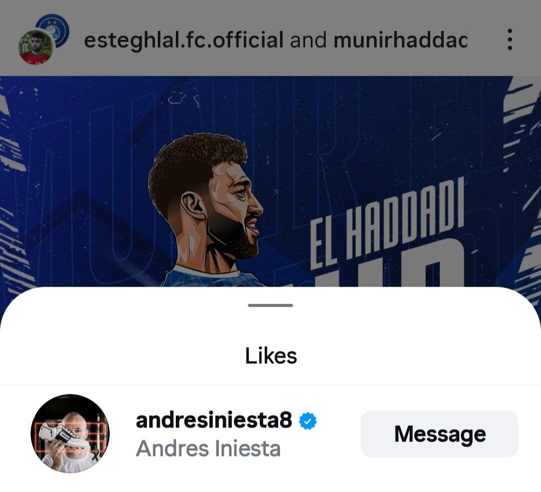 واکنش اینیستا به پستی که باشگاه استقلال منتشر کرد + عکس | تنها بازیکن لیگ ایران که مسی او را فالو دارد