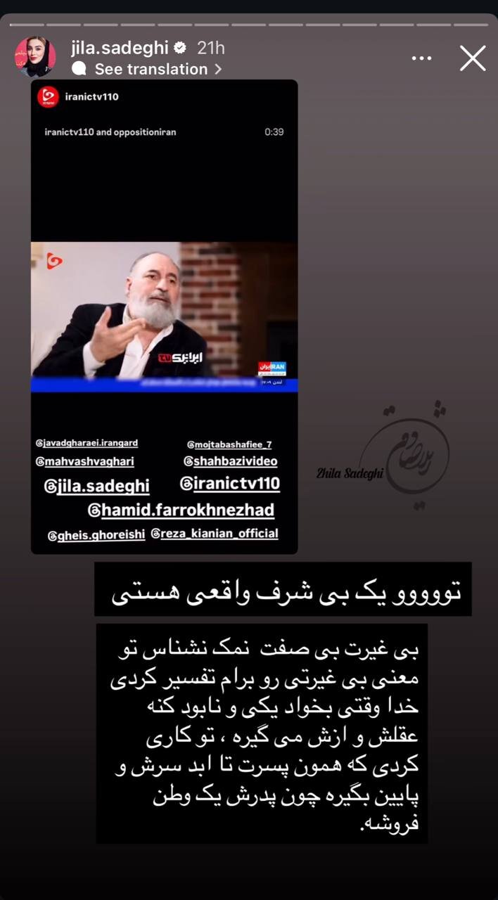 واکنش بسیار تند ژیلا صادقی به اظهارات جنجالی حمید فرخنژاد! + عکس