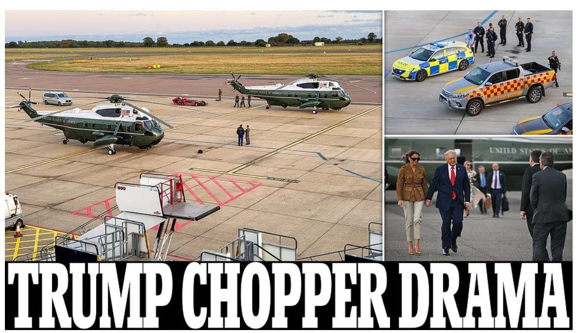 فرود اضطراری هلیکوپتر دونالد ترامپ در بریتانیا + عکس
