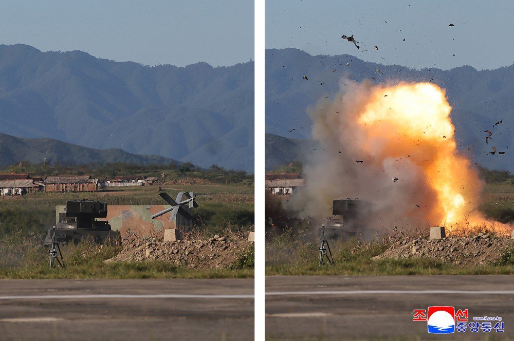 آزمایش تسلیحات بدون سرنشین کره شمالی در حضور کیم جونگ اون + تصاویر