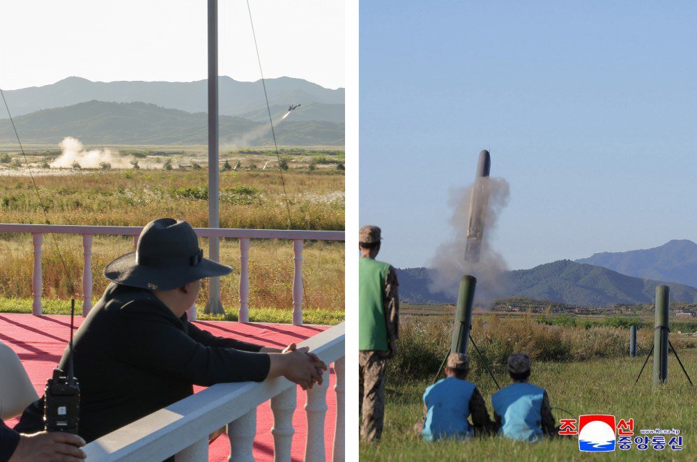 ژست و لبخند کیم جونگ اون هنگام یک آزمایش تسلیحاتی | تصاویر