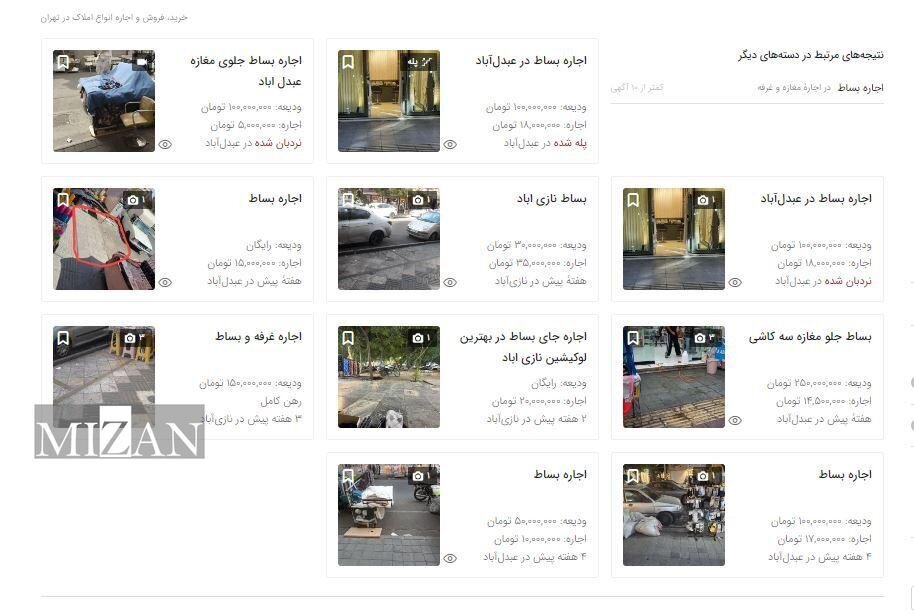 قیمتهای عجیب برای اجاره پیادهرو! + عکس ؛ این پولها به جیب چه کسی می رود؟ | از ودیعه ۲۵۰میلیونی تا ماهانه ۳۵میلیون فقط برای ۶متر!